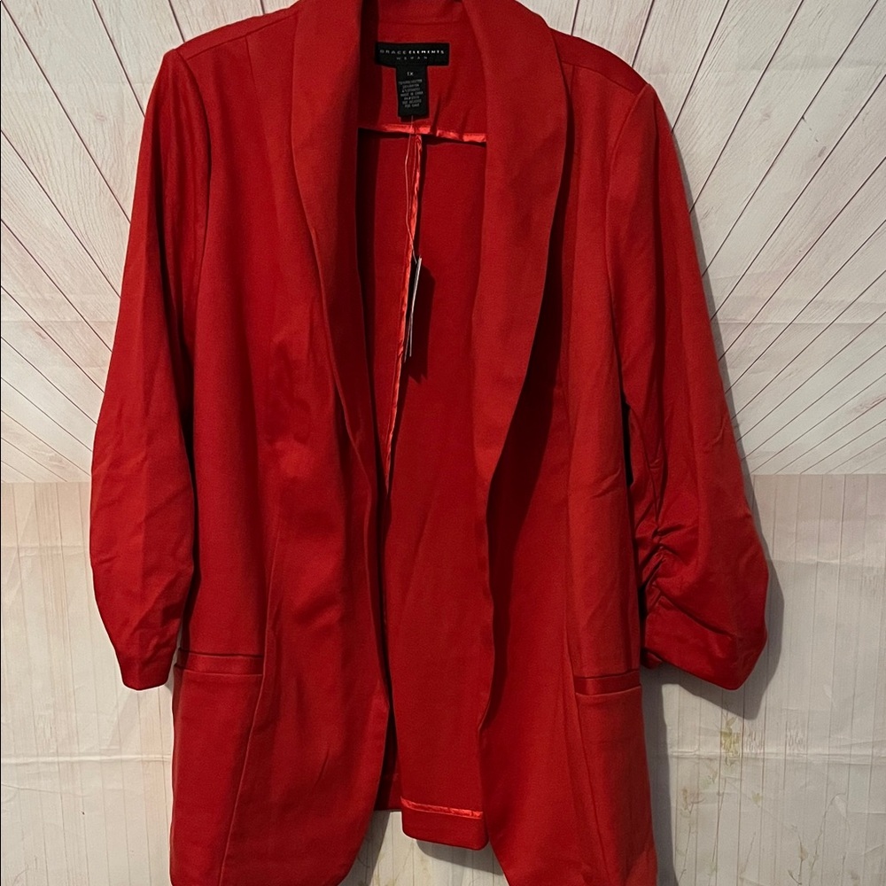 Grace Elements Red Women's Open Blazer Jacket